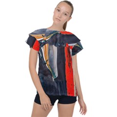 Art-modern-painting-background Ruffle Collar Chiffon Blouse