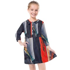 Art-modern-painting-background Kids  Quarter Sleeve Shirt Dress