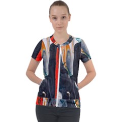 Art-modern-painting-background Short Sleeve Zip Up Jacket