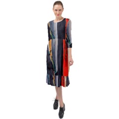 Art-modern-painting-background Ruffle End Midi Chiffon Dress