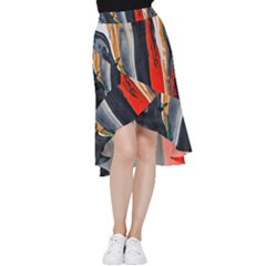 Art-modern-painting-background Frill Hi Low Chiffon Skirt