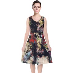 Ara-bird-parrot-animal-art V-neck Midi Sleeveless Dress 