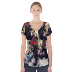 Ara-bird-parrot-animal-art Short Sleeve Front Detail Top