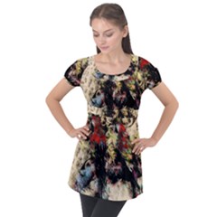 Ara-bird-parrot-animal-art Puff Sleeve Tunic Top