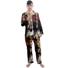 Ara-bird-parrot-animal-art Men s Long Sleeve Satin Pajamas Set by Jancukart