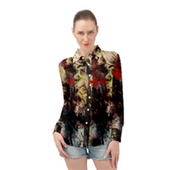 Ara-bird-parrot-animal-art Long Sleeve Chiffon Shirt