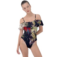 Ara-bird-parrot-animal-art Frill Detail One Piece Swimsuit