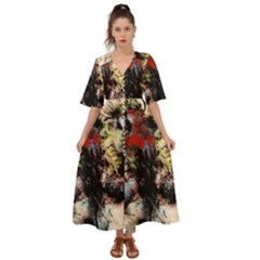 Ara-bird-parrot-animal-art Kimono Sleeve Boho Dress