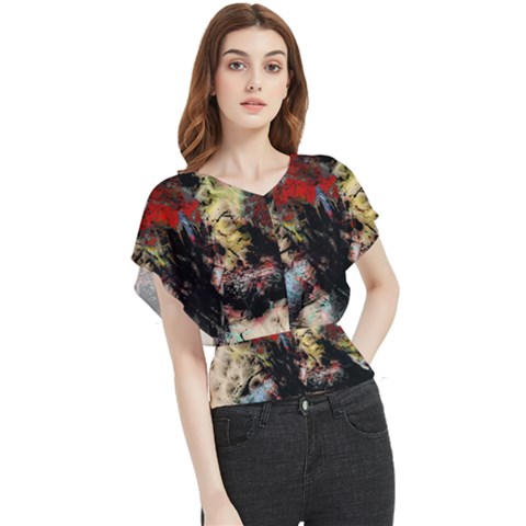 Ara-bird-parrot-animal-art Butterfly Chiffon Blouse by Jancukart