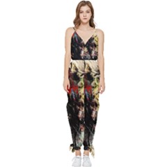 Ara-bird-parrot-animal-art Sleeveless Tie Ankle Chiffon Jumpsuit