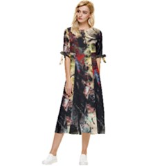 Ara-bird-parrot-animal-art Bow Sleeve Chiffon Midi Dress