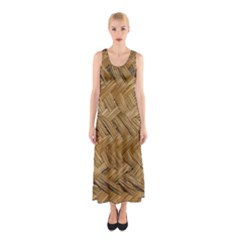 Esparto-tissue-braided-texture Sleeveless Maxi Dress