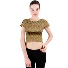 Esparto-tissue-braided-texture Crew Neck Crop Top