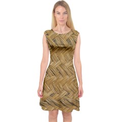 Esparto-tissue-braided-texture Capsleeve Midi Dress