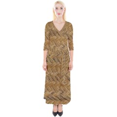 Esparto-tissue-braided-texture Quarter Sleeve Wrap Maxi Dress