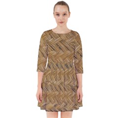 Esparto-tissue-braided-texture Smock Dress