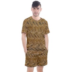 Esparto-tissue-braided-texture Men s Mesh Tee And Shorts Set