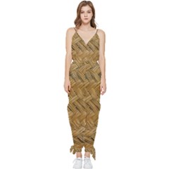 Esparto-tissue-braided-texture Sleeveless Tie Ankle Chiffon Jumpsuit