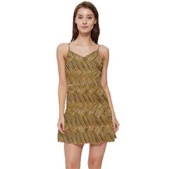 Esparto-tissue-braided-texture Short Frill Dress