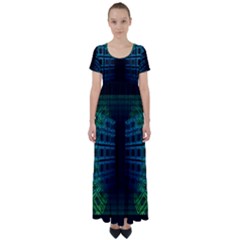 Technology-artificial-intelligence High Waist Short Sleeve Maxi Dress