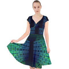 Technology-artificial-intelligence Cap Sleeve Front Wrap Midi Dress