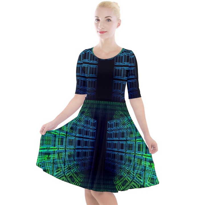 Technology-artificial-intelligence Quarter Sleeve A-Line Dress