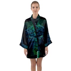 Technology-artificial-intelligence Long Sleeve Satin Kimono