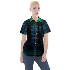 Technology-artificial-intelligence Women s Short Sleeve Pocket Shirt