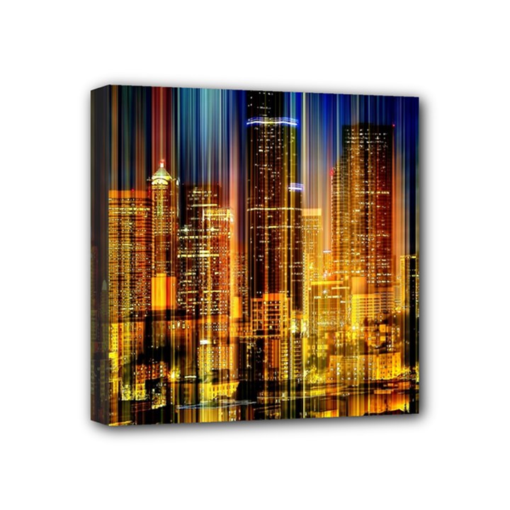 Skyline-light-rays-gloss-upgrade Mini Canvas 4  x 4  (Stretched)