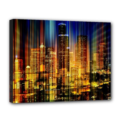 Skyline-light-rays-gloss-upgrade Canvas 14  X 11  (stretched) by Jancukart