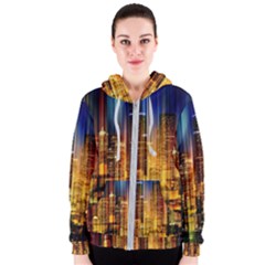 Skyline-light-rays-gloss-upgrade Women s Zipper Hoodie by Jancukart