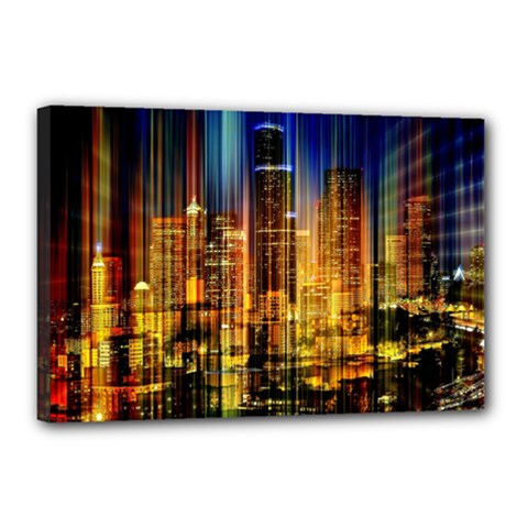 Skyline-light-rays-gloss-upgrade Canvas 18  X 12  (stretched) by Jancukart