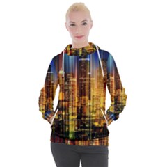 Skyline-light-rays-gloss-upgrade Women s Hooded Pullover by Jancukart