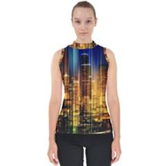 Skyline-light-rays-gloss-upgrade Mock Neck Shell Top