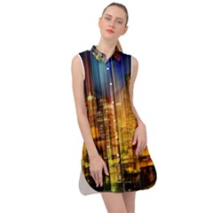 Skyline-light-rays-gloss-upgrade Sleeveless Shirt Dress by Jancukart