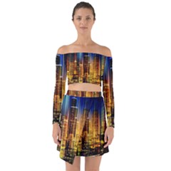 Skyline-light-rays-gloss-upgrade Off Shoulder Top With Skirt Set by Jancukart