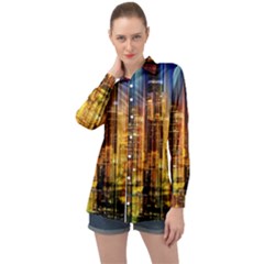 Skyline-light-rays-gloss-upgrade Long Sleeve Satin Shirt