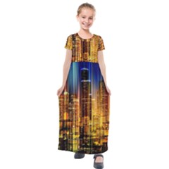 Skyline-light-rays-gloss-upgrade Kids  Short Sleeve Maxi Dress by Jancukart