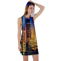 Skyline-light-rays-gloss-upgrade Racer Back Hoodie Dress by Jancukart