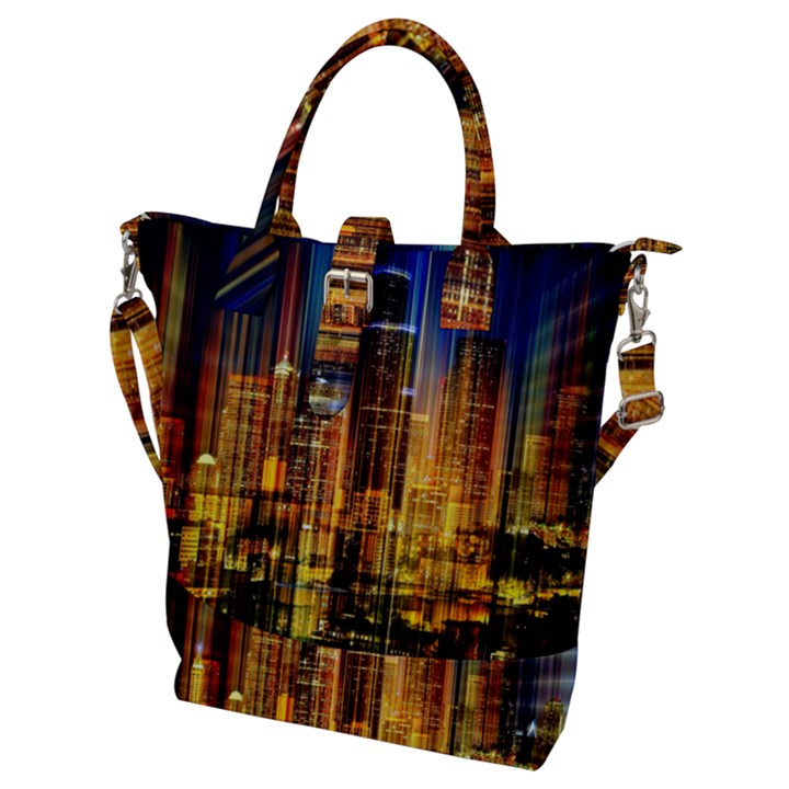 Skyline-light-rays-gloss-upgrade Buckle Top Tote Bag