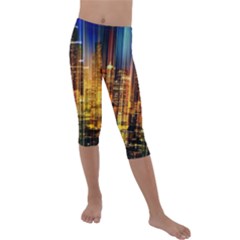 Skyline-light-rays-gloss-upgrade Kids  Lightweight Velour Capri Leggings  by Jancukart