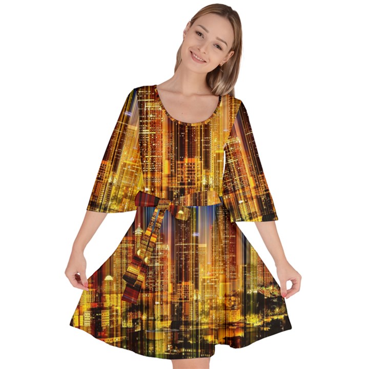 Skyline-light-rays-gloss-upgrade Velour Kimono Dress