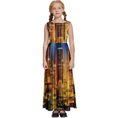 Skyline-light-rays-gloss-upgrade Kids  Satin Sleeveless Maxi Dress by Jancukart