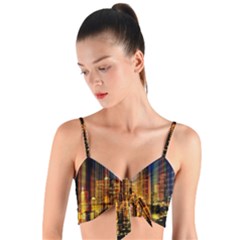 Skyline-light-rays-gloss-upgrade Woven Tie Front Bralet by Jancukart