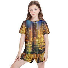 Skyline-light-rays-gloss-upgrade Kids  Tee And Sports Shorts Set by Jancukart