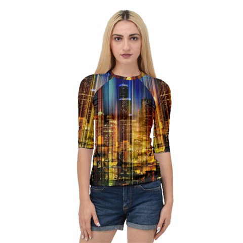 Skyline-light-rays-gloss-upgrade Quarter Sleeve Raglan Tee by Jancukart