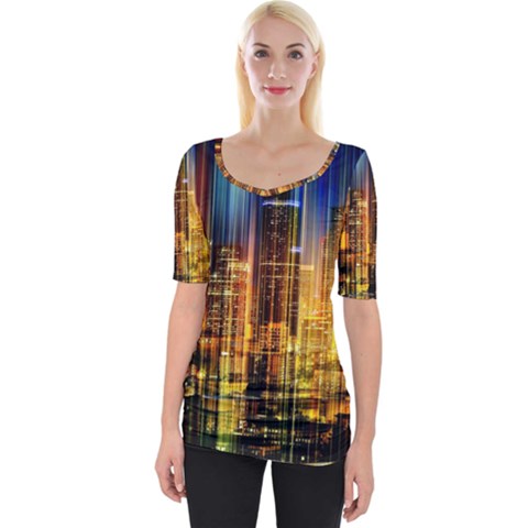 Skyline-light-rays-gloss-upgrade Wide Neckline Tee by Jancukart