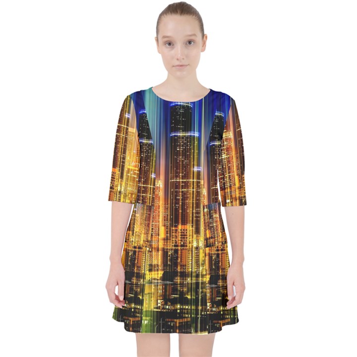 Skyline-light-rays-gloss-upgrade Quarter Sleeve Pocket Dress