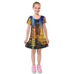 Skyline-light-rays-gloss-upgrade Kids  Short Sleeve Velvet Dress by Jancukart