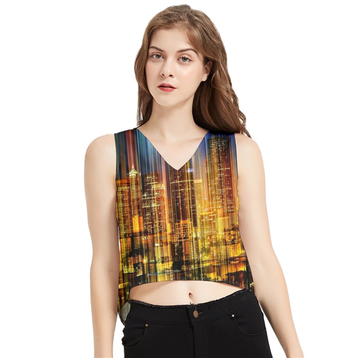 Skyline-light-rays-gloss-upgrade V-Neck Cropped Tank Top